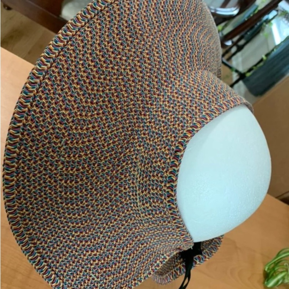 Womans sun hat velcro closure multi colored wide brim straw floppy - Picture 2 of 6